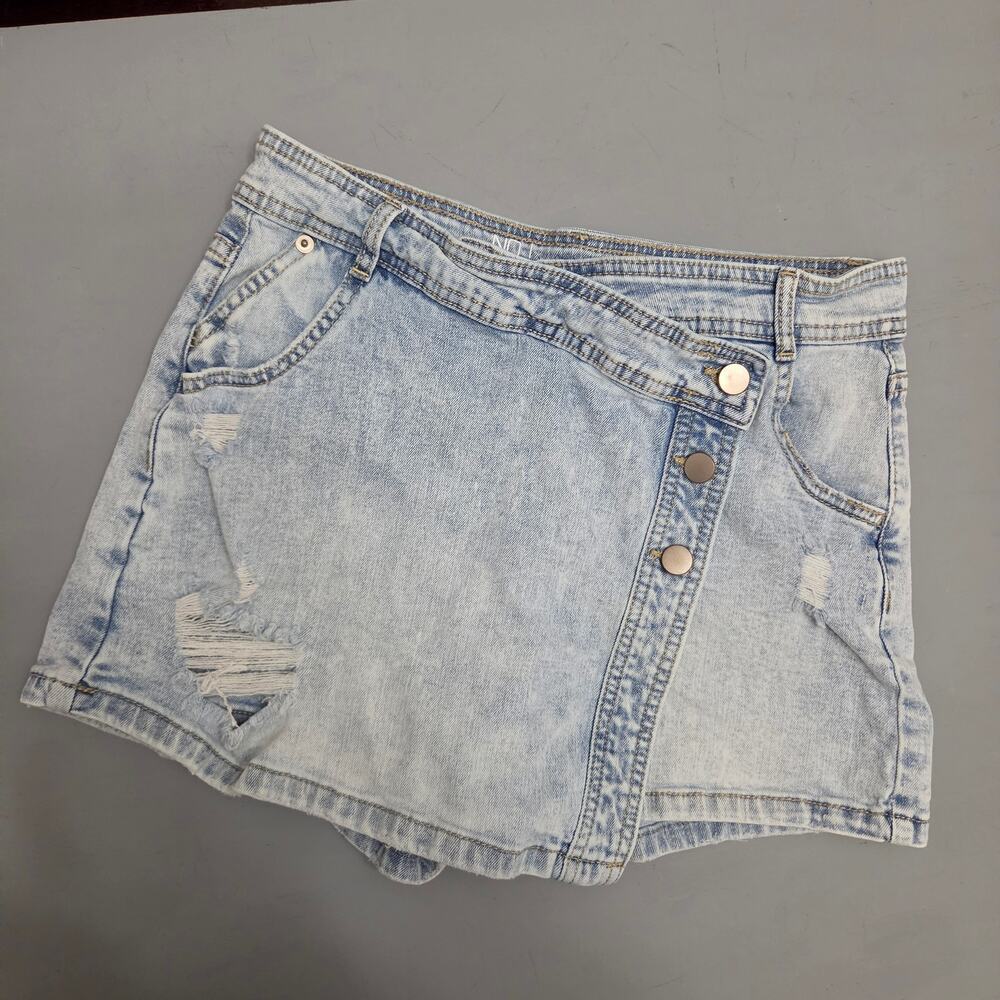 No Boundaries Denim Skort Shorts Juniors 9 Womens S 4 Cotton Blend Casual